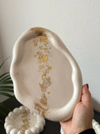 Tabuleiro decorativo artesanal Cloud Mármore Preto e Branco