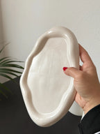 Tabuleiro decorativo artesanal Cloud Mármore Preto e Branco