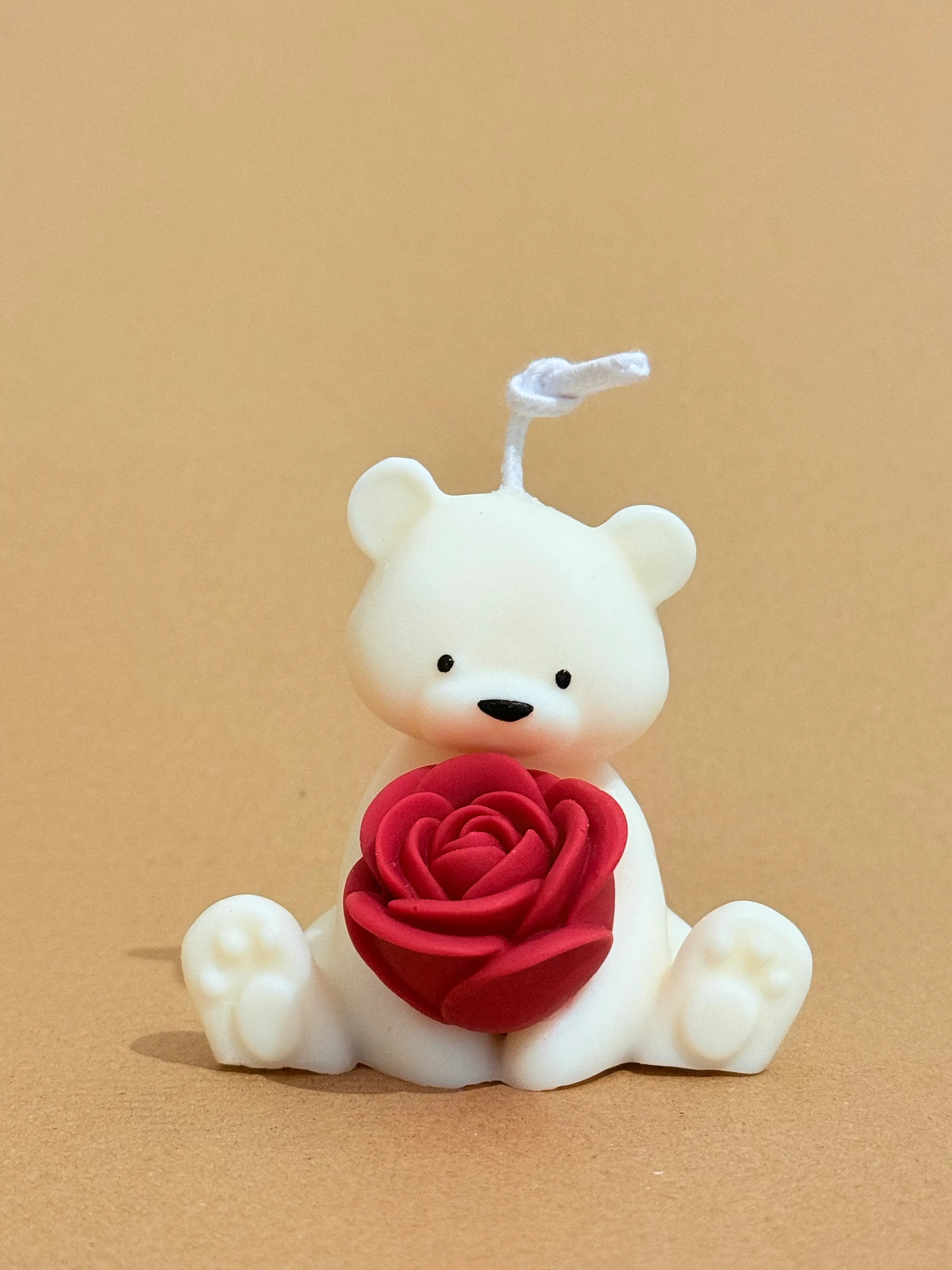 Vela Ursinho com Rosa vermelha